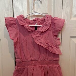 Girls' Pink Ruffle Waist Dress